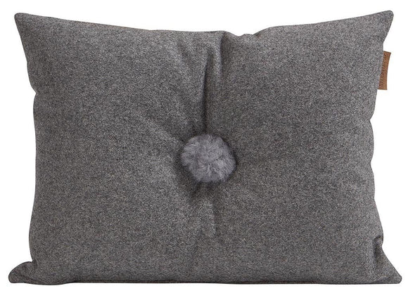 Grey Button  Wool Cushion