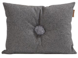 Grey Button  Wool Cushion