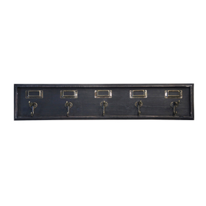 Antique Black Wall Rack with 5 Hooks
