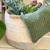 Large White & Grey Round Basket