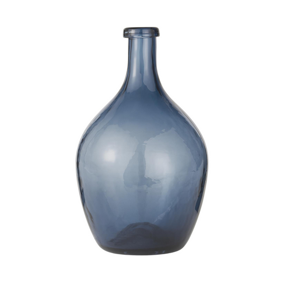 Blue Round Glass Vase (Large)
