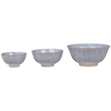 Old French Latte Bowl with Pattern (Set of 3)