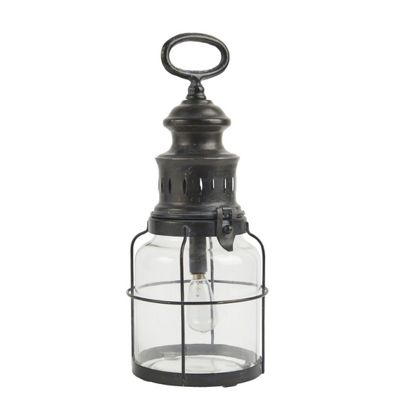 LED Lantern with Grid Around Glass