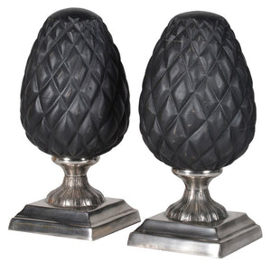 Antique Black Oval Décor Ornament (Pair)