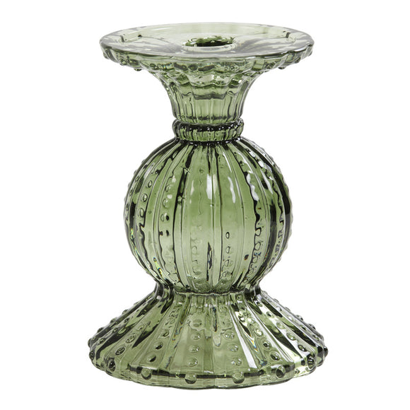Olive Green Glass Candle Holder (Large)