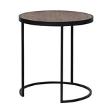 Wood Top Black Iron Side Table